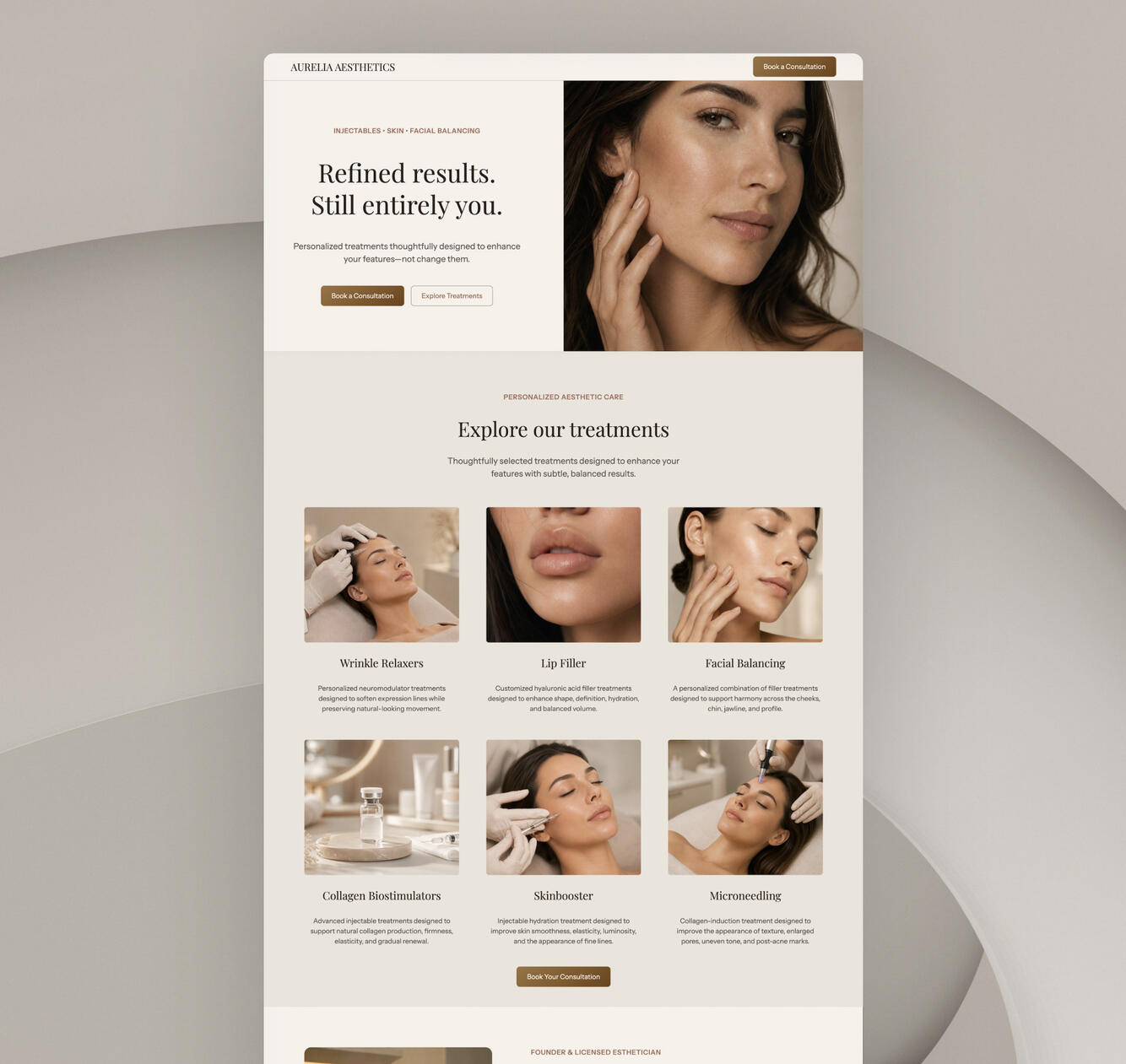 Desktop mockup of Aurelia website template for injectors
