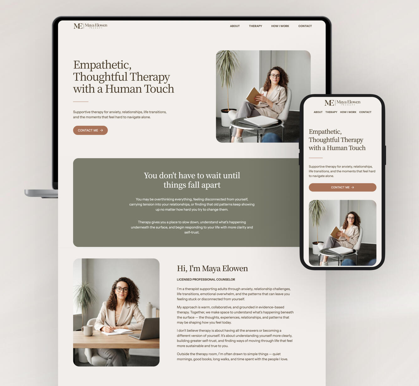 Desktop and mobile mockup of website template